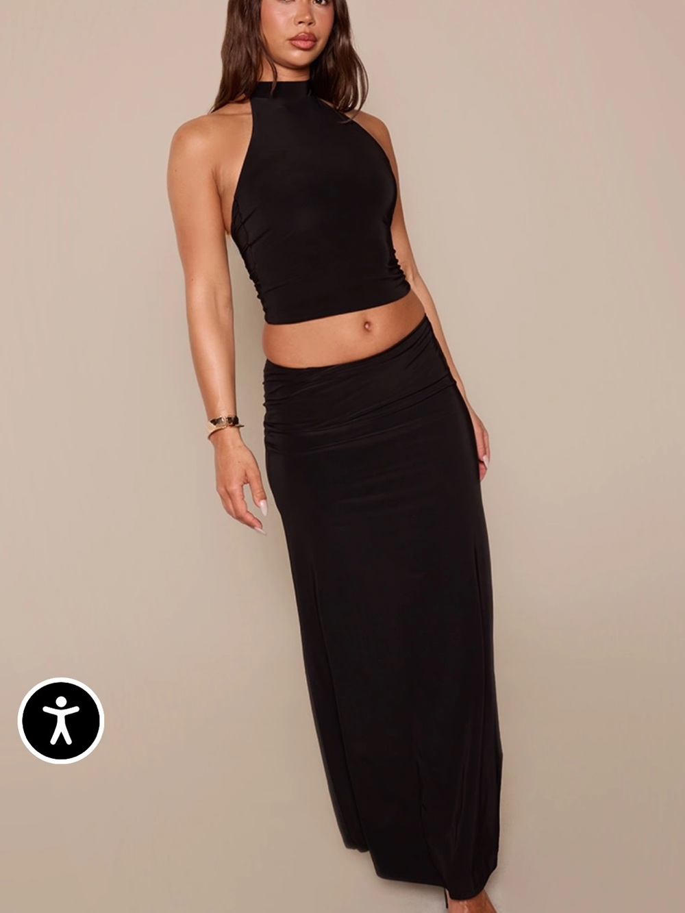 PrettyLittleThing Black Maxi Skirt with High Waist